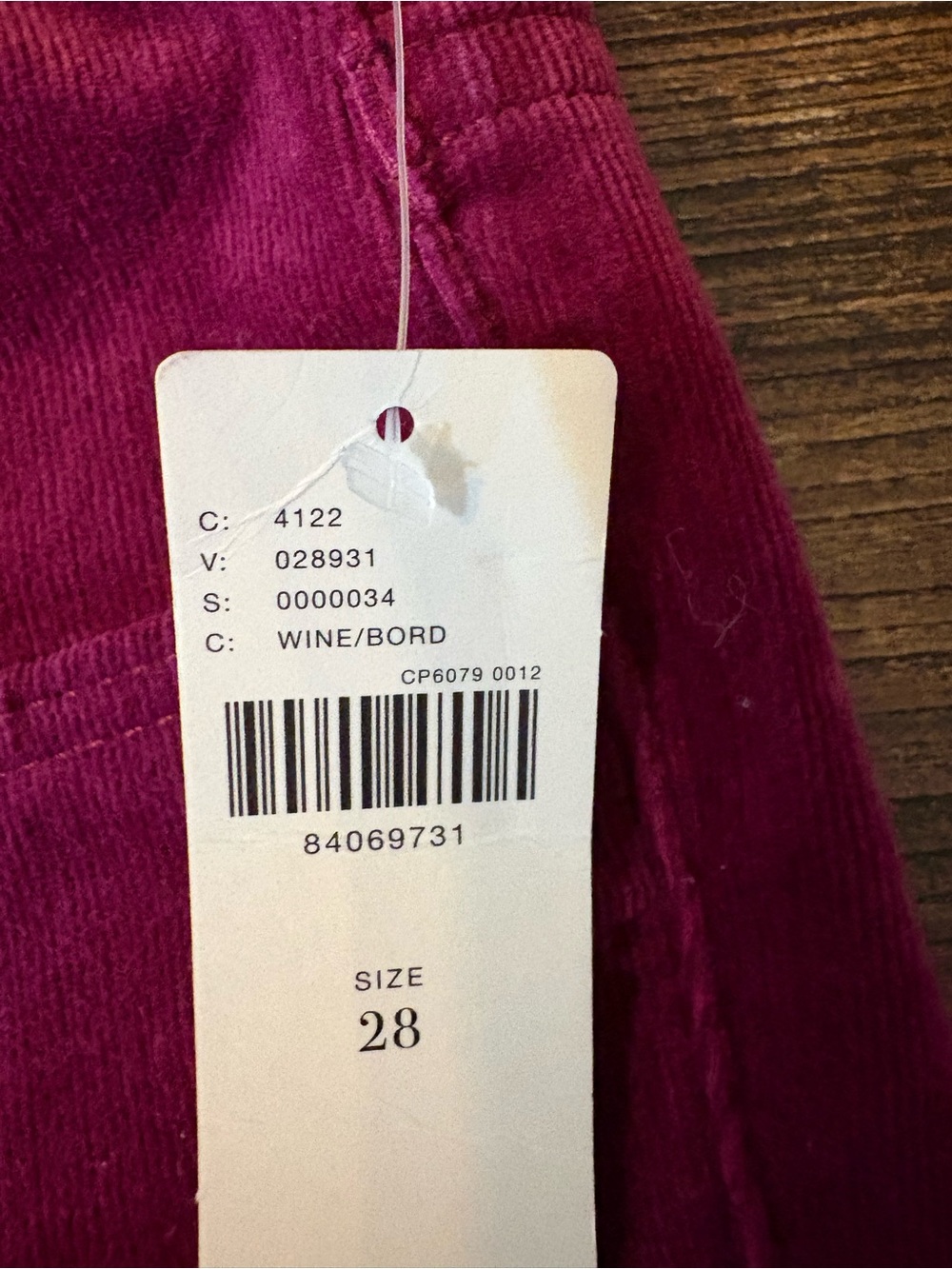 Anthropologie Pilcro High-Rise Skinny Corduroy Pants Women 28 Burgundy NWT - Picture 7 of 9